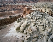 Overlooking a landscape of hoodoos and basalt flows, the South Desert Overlook displays lime colored rock and red sand. This is just another Utah pasture!  Capitol Reef National Park, UT.